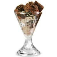 Ice cream dish with chocolate ice cream made from polycarbonate reusable plastic
